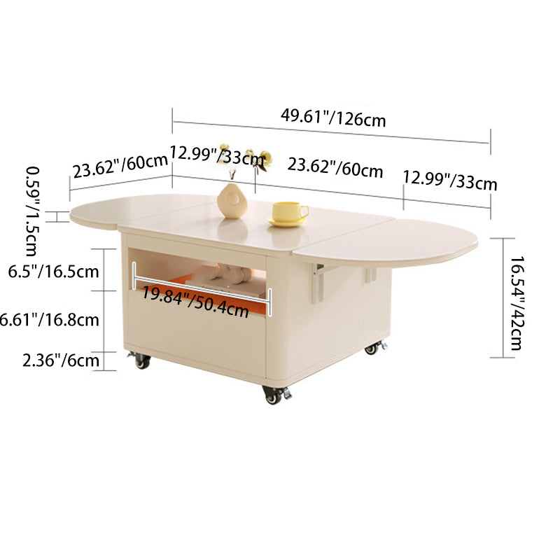 Mesa de café rectangular contemporánea de acero inoxidable y madera, extensible de 2 niveles para sala de estar 