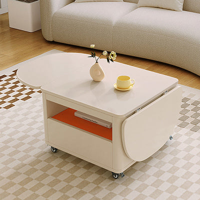 Mesa de café rectangular contemporánea de acero inoxidable y madera, extensible de 2 niveles para sala de estar 