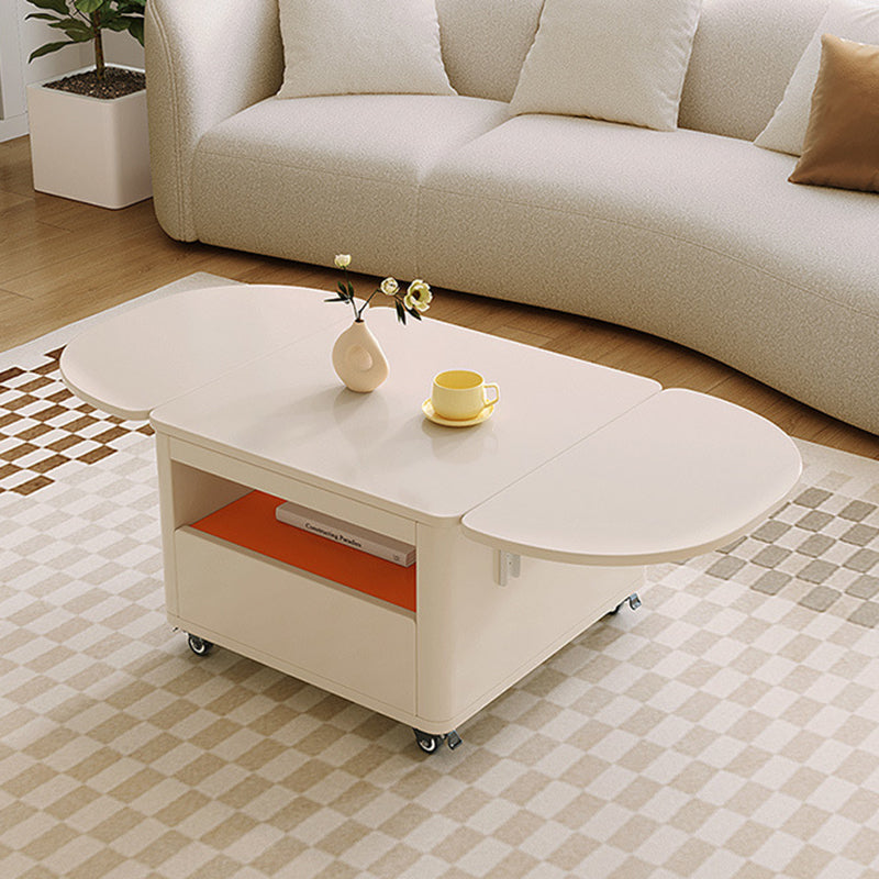 Mesa de café rectangular contemporánea de acero inoxidable y madera, extensible de 2 niveles para sala de estar 