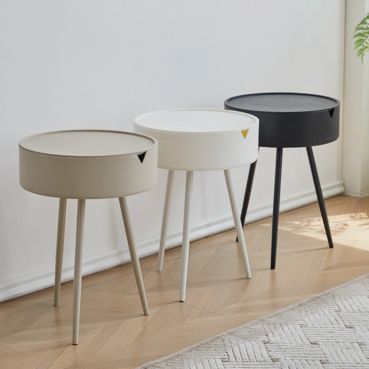 モダンミニマリストラウンドアイロンプラスチックエンドテーブル1-リビングルーム用ストレージ 