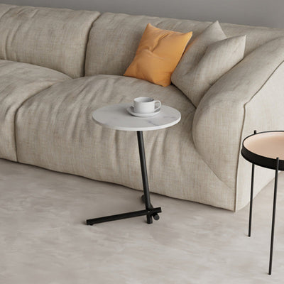 Mesa de café de hierro contemporánea escandinava redonda con una sola repisa para la sala de estar 