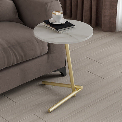 Mesa de café de hierro contemporánea escandinava redonda con una sola repisa para la sala de estar 