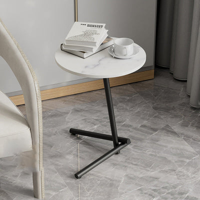 Mesa de café de hierro contemporánea escandinava redonda con una sola repisa para la sala de estar 