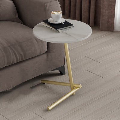 Mesa de café de hierro contemporánea escandinava redonda con una sola repisa para la sala de estar 