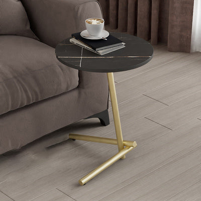 Mesa de café de hierro contemporánea escandinava redonda con una sola repisa para la sala de estar 