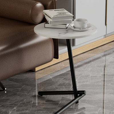 Mesa de café de hierro contemporánea escandinava redonda con una sola repisa para la sala de estar 