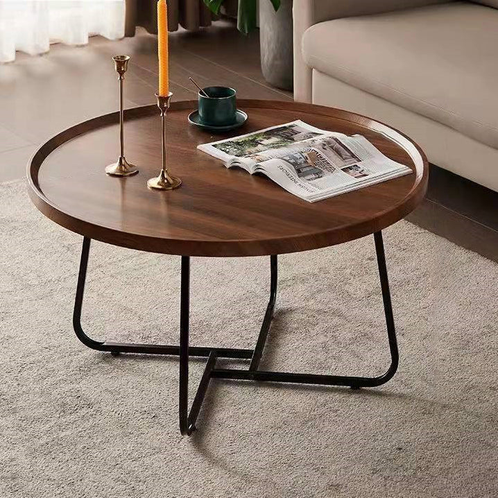 Contemporary Nordic Round MDF Iron Coffee Table 1-Tier For Living Room