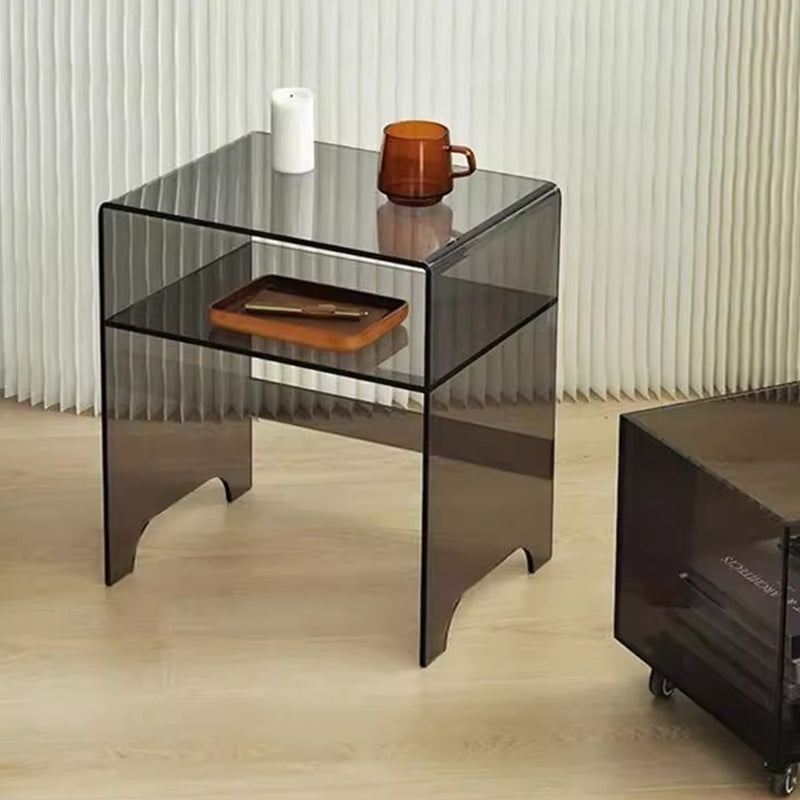 Moderner minimalistischer rechteckiger Acryl-Beistelltisch mit 1 Ablage für das Wohnzimmer 