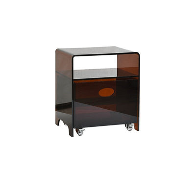 Moderner minimalistischer rechteckiger Acryl-Beistelltisch mit 1 Ablage für das Wohnzimmer 