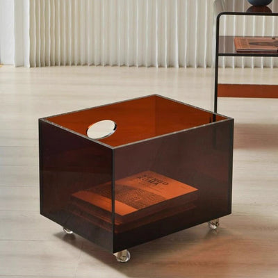 Moderner minimalistischer rechteckiger Acryl-Beistelltisch mit 1 Ablage für das Wohnzimmer 