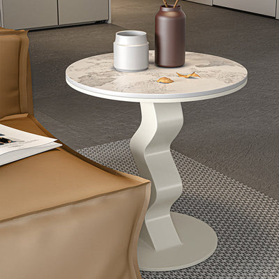 Zeitgenössischer Luxus Rundstahl-Sockel-Endtisch 1-Ebene für das Wohnzimmer 