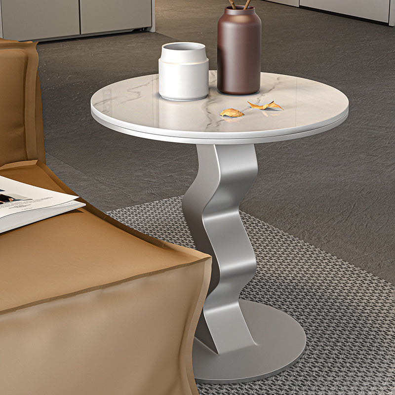 Zeitgenössischer Luxus Rundstahl-Sockel-Endtisch 1-Ebene für das Wohnzimmer 