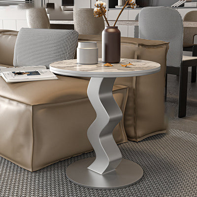 Zeitgenössischer Luxus Rundstahl-Sockel-Endtisch 1-Ebene für das Wohnzimmer 