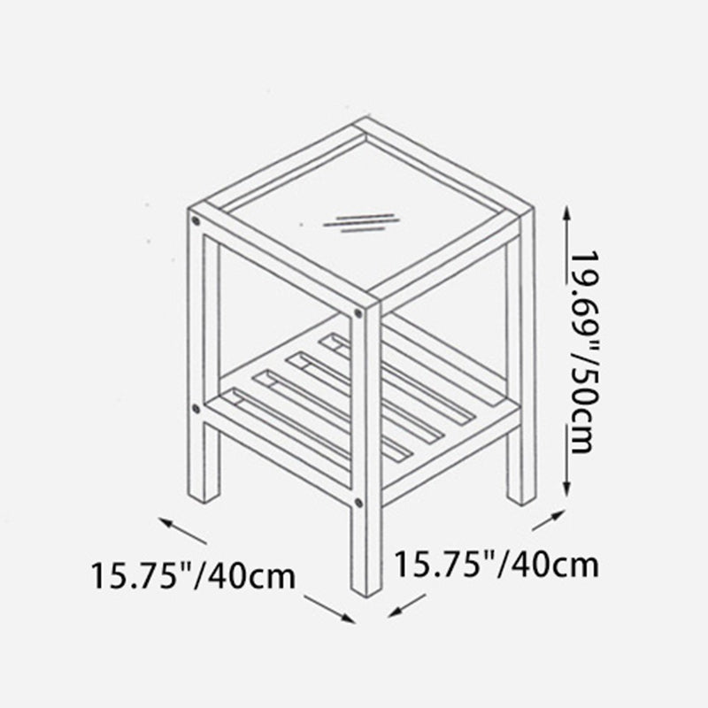 Traditioneller quadratischer Beistelltisch aus Kiefernholz und Glas im japanischen Stil, 2 Ebenen, für das Wohnzimmer 
