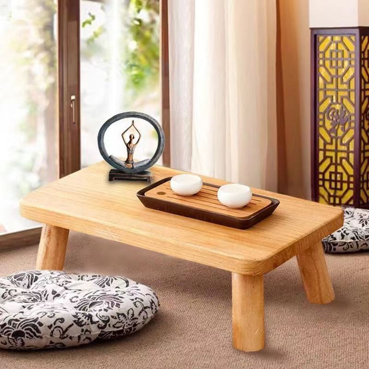 Table basse rectangulaire en bois japonais traditionnel 1 niveau pour salon 