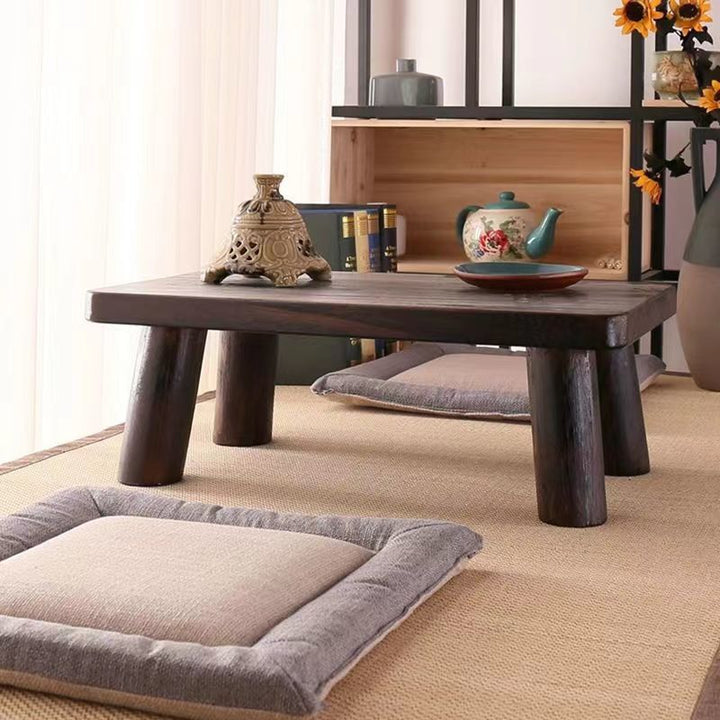 Table basse rectangulaire en bois japonais traditionnel 1 niveau pour salon 