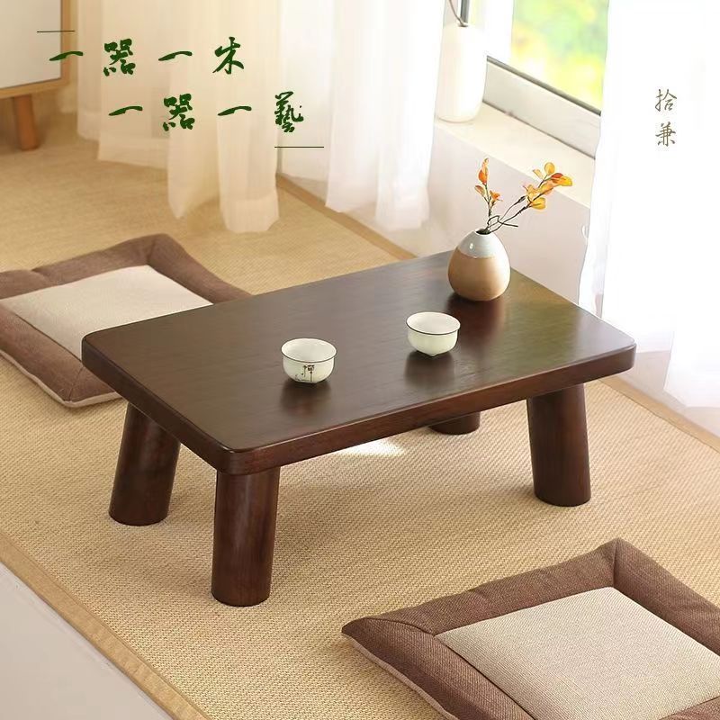 Table basse rectangulaire en bois japonais traditionnel 1 niveau pour salon 
