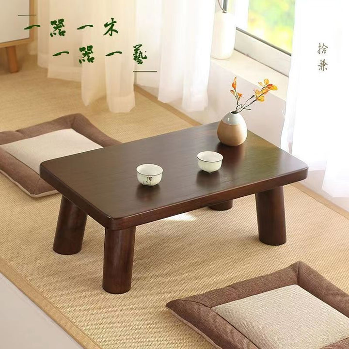 Table basse rectangulaire en bois japonais traditionnel 1 niveau pour salon 