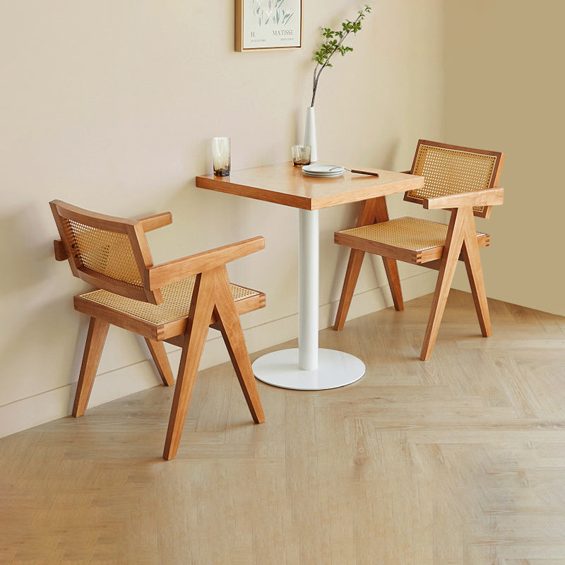 Contemporary Nordic Square Iron Wood End Table 1-Tier For Living Room