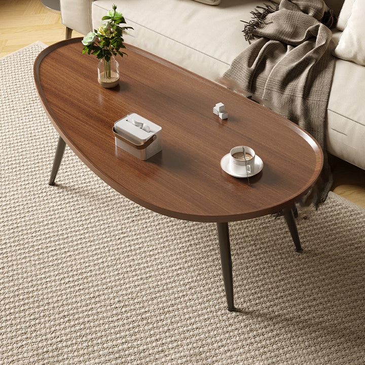 Traditional Japanese Oval MDF Iron Coffee Table 1-Tier For Living Room