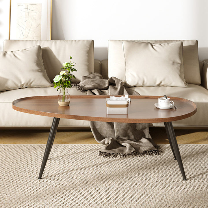 Traditional Japanese Oval MDF Iron Coffee Table 1-Tier For Living Room