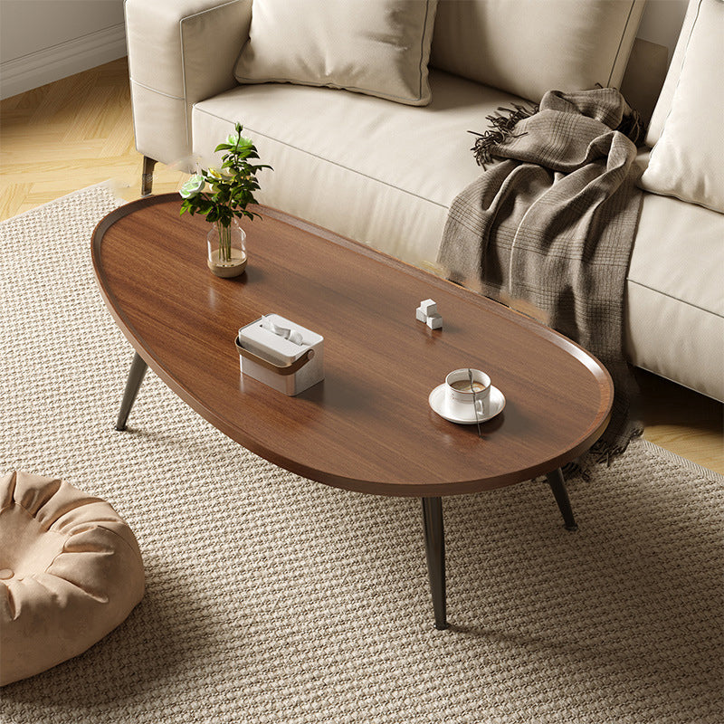Traditional Japanese Oval MDF Iron Coffee Table 1-Tier For Living Room