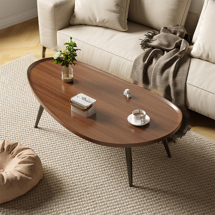 Traditional Japanese Oval MDF Iron Coffee Table 1-Tier For Living Room