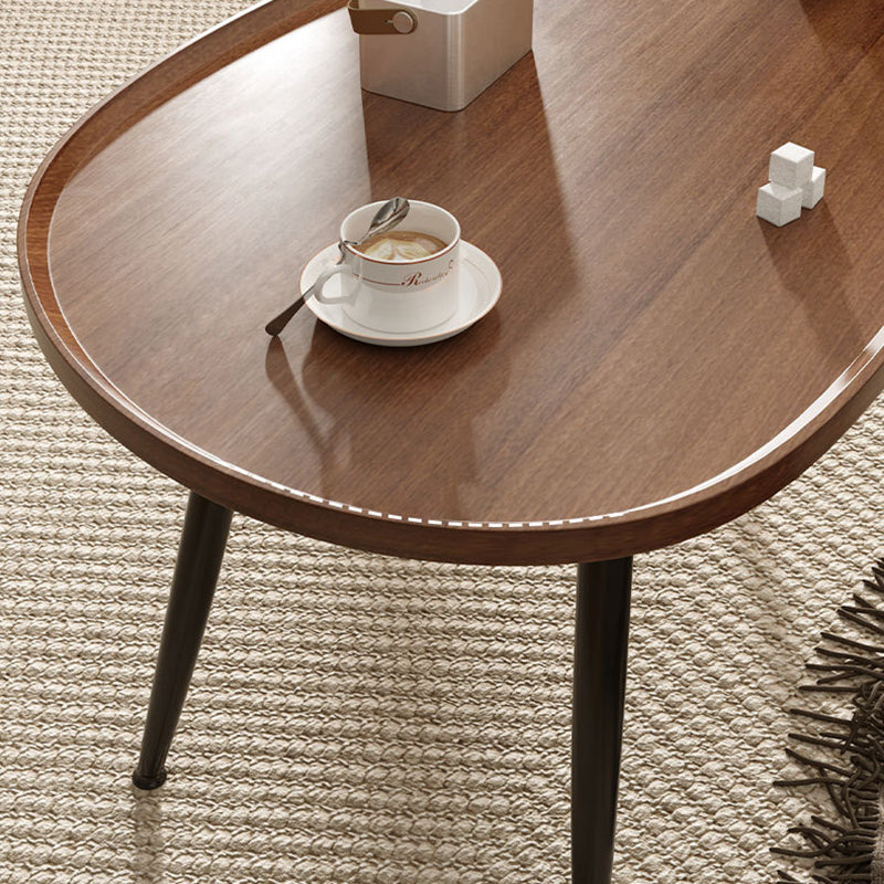 Traditional Japanese Oval MDF Iron Coffee Table 1-Tier For Living Room