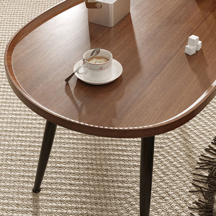Traditional Japanese Oval MDF Iron Coffee Table 1-Tier For Living Room