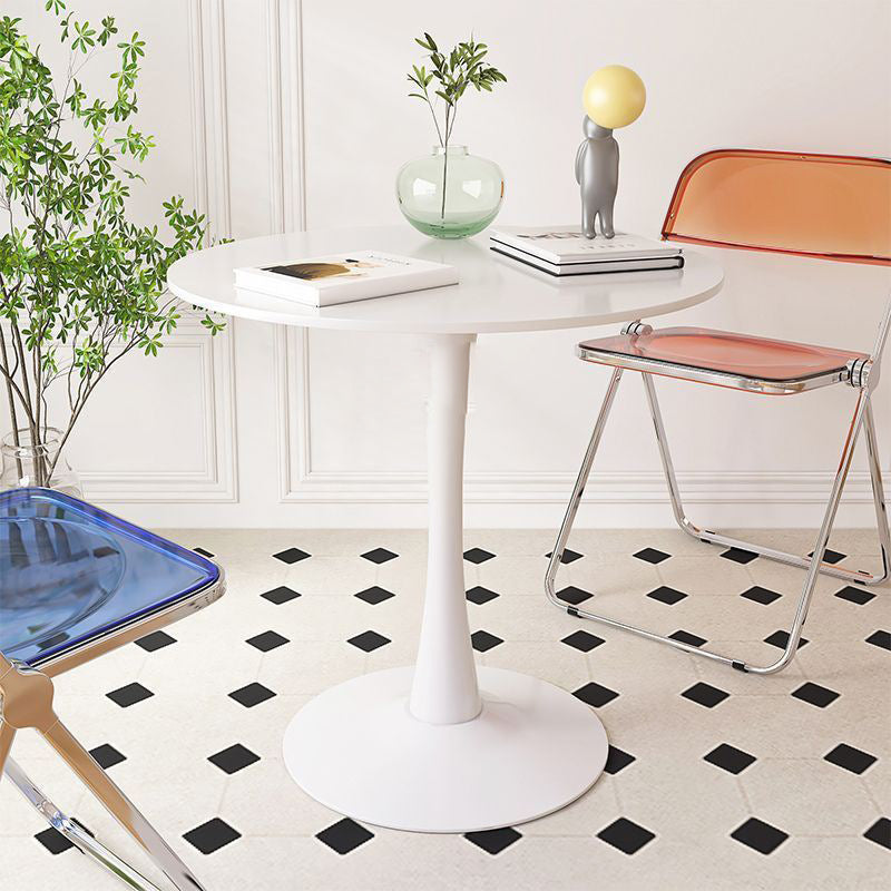 Mesa Auxiliar Redonda Nórdica Contemporánea de Acero y Madera de 1 Nivel para Sala de Estar 