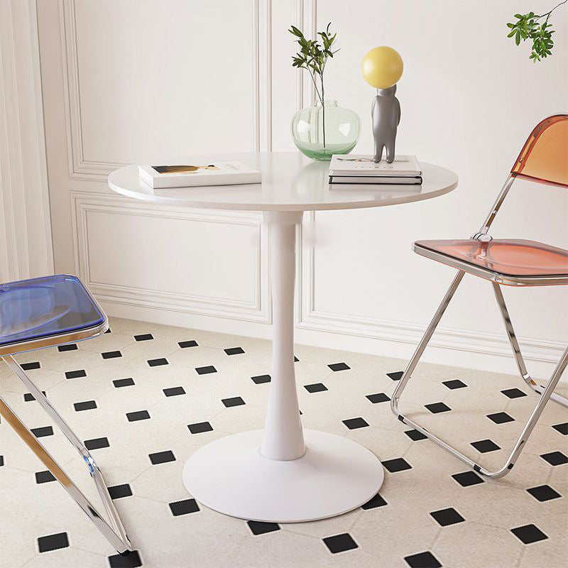 Mesa Auxiliar Redonda Nórdica Contemporánea de Acero y Madera de 1 Nivel para Sala de Estar 