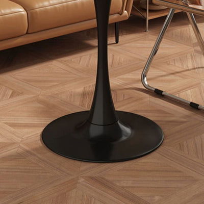 Contemporary Nordic Round Wood Steel Coffee Table 1-Tier For Living Room