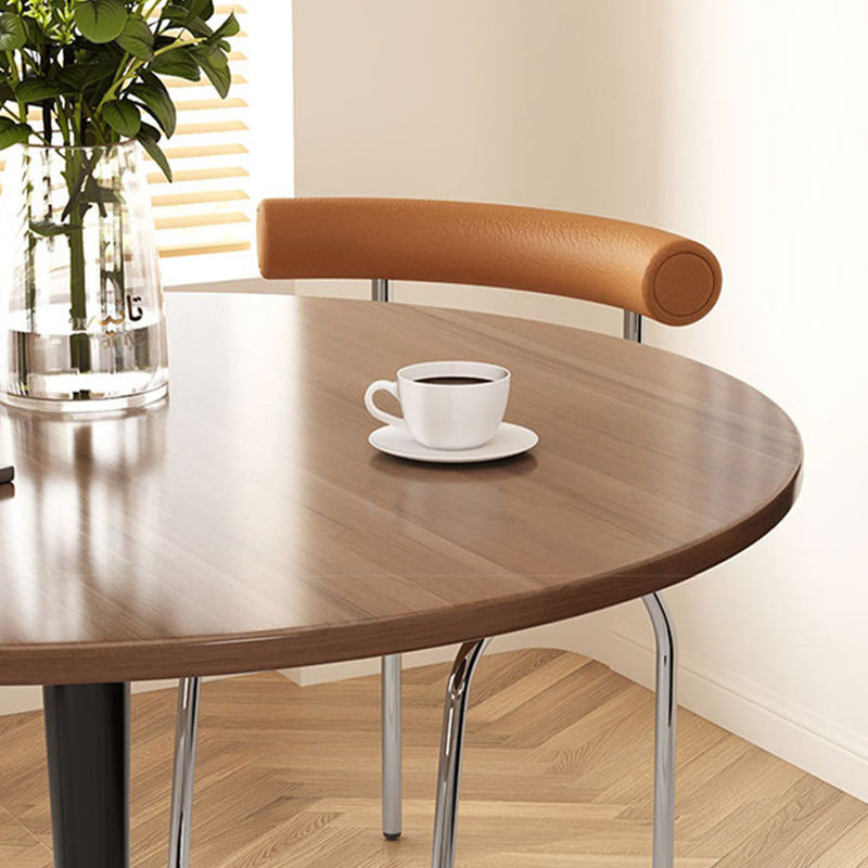 Contemporary Nordic Round Wood Steel Coffee Table 1-Tier For Living Room