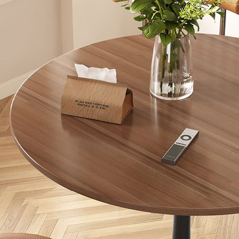 Contemporary Nordic Round Wood Steel Coffee Table 1-Tier For Living Room