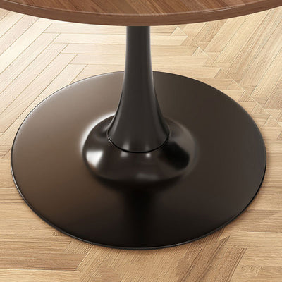 Contemporary Nordic Round Wood Steel Coffee Table 1-Tier For Living Room