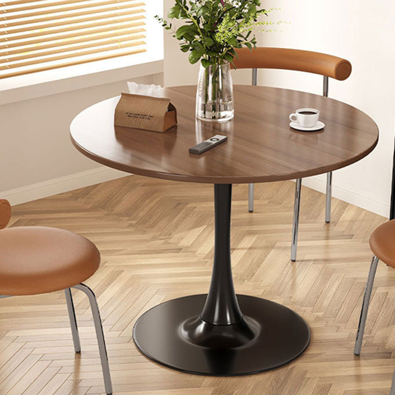 Contemporary Nordic Round Wood Steel Coffee Table 1-Tier For Living Room