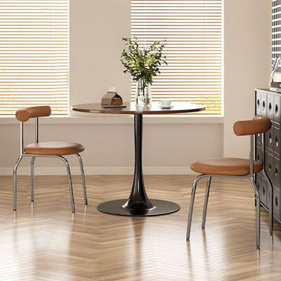 Contemporary Nordic Round Wood Steel Coffee Table 1-Tier For Living Room