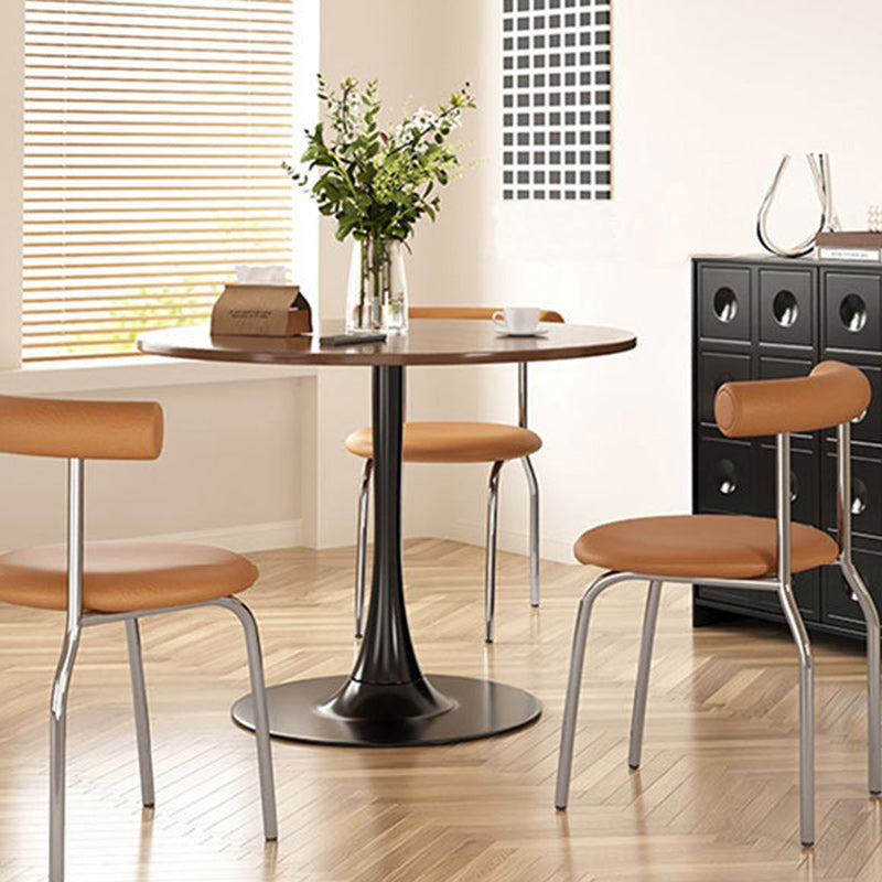 Contemporary Nordic Round Wood Steel Coffee Table 1-Tier For Living Room