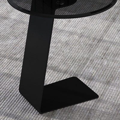 Mesa de Centro Redonda Minimalista Moderna de Acero y Vidrio de 1 Nivel para Sala de Estar 
