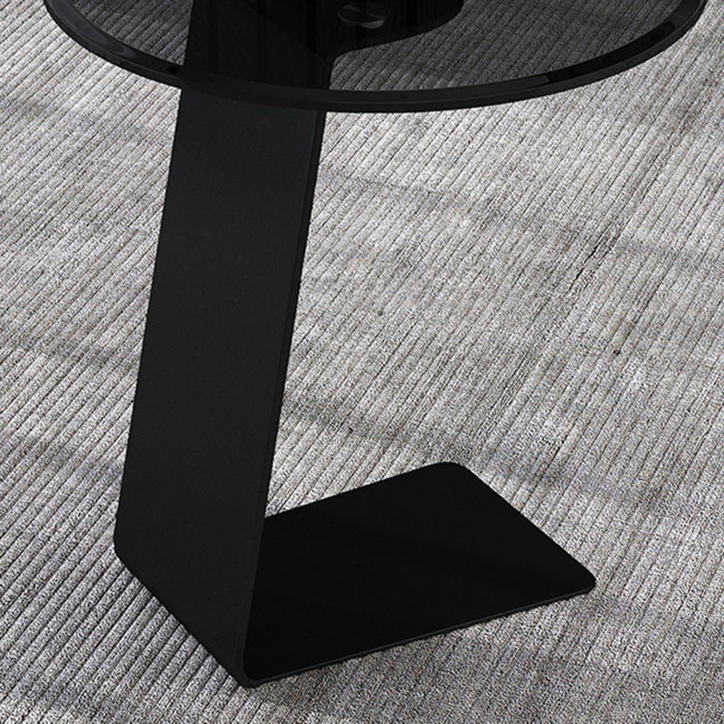 Mesa de Centro Redonda Minimalista Moderna de Acero y Vidrio de 1 Nivel para Sala de Estar 