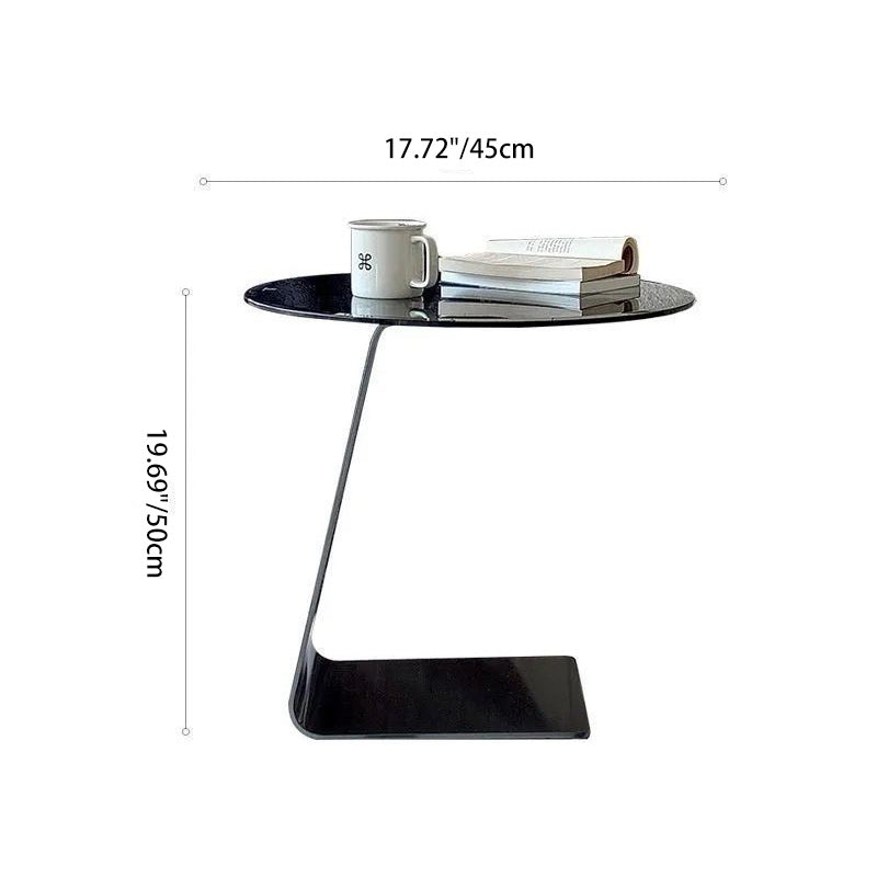 Mesa de Centro Redonda Minimalista Moderna de Acero y Vidrio de 1 Nivel para Sala de Estar 