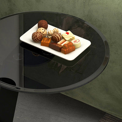 Mesa de Centro Redonda Minimalista Moderna de Acero y Vidrio de 1 Nivel para Sala de Estar 