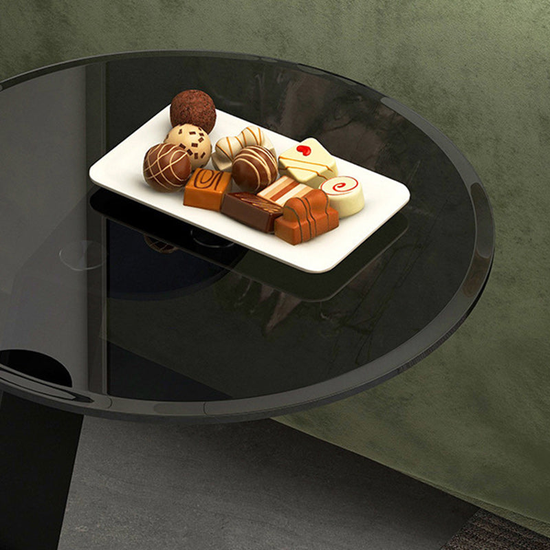 Mesa de Centro Redonda Minimalista Moderna de Acero y Vidrio de 1 Nivel para Sala de Estar 