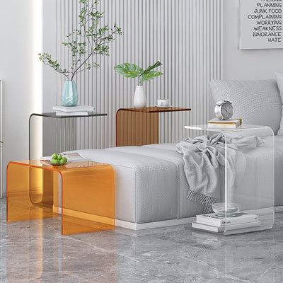 Table d'appoint rectangulaire minimaliste moderne en acrylique 1 niveau pour salon 