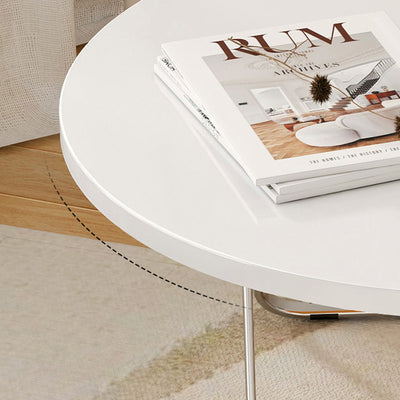 Table d'appoint ronde en fer et bois nordique contemporain à 1 niveau pour salon 