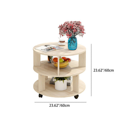 Table d'appoint ronde nordique contemporaine en bois à 2 niveaux pour salon 
