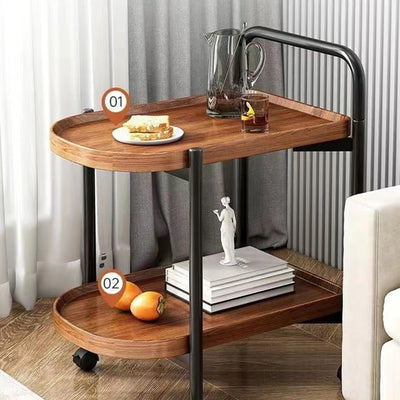 Table d'appoint rectangulaire en fer et bois nordique contemporain à 2 niveaux pour salon 