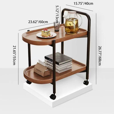 Table d'appoint rectangulaire en fer et bois nordique contemporain à 2 niveaux pour salon 