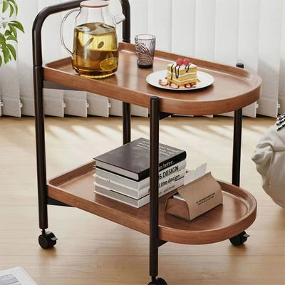 Table d'appoint rectangulaire en fer et bois nordique contemporain à 2 niveaux pour salon 