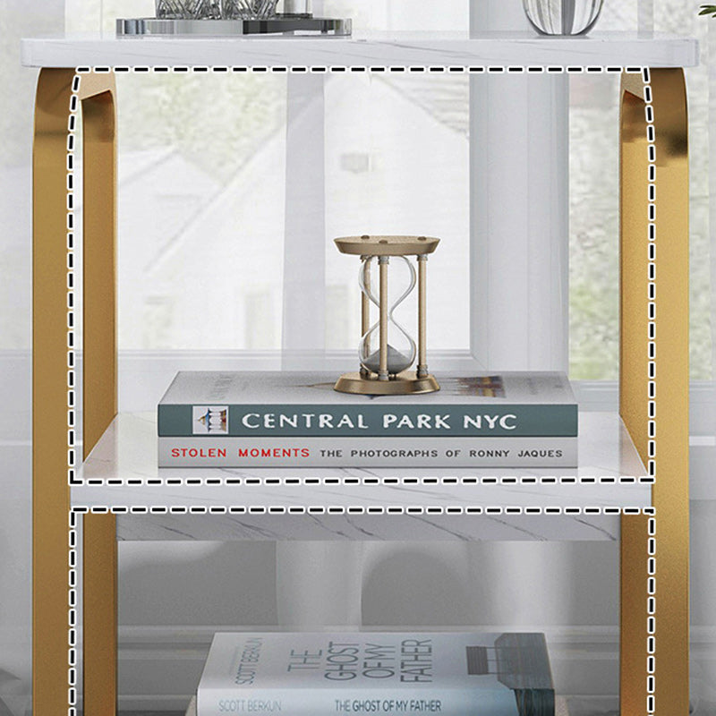 Contemporary Nordic Rectangular Iron Wood End Table 3-Tier For Living Room